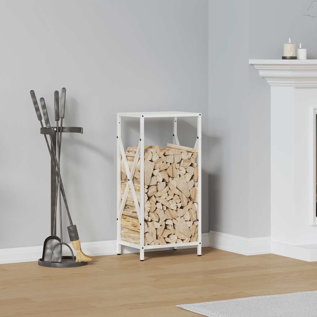 Brændestativ 34 × 25 × 70 cm i koldvalset stål - hvid