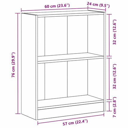Bogskab 60 x 24 x 76 cm Konstrueret træ Sort eg