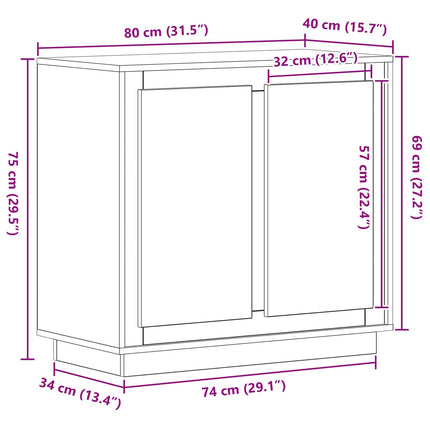 Sideboard Artisan Egetræ 80 x 40 x 75 cm Konstrueret træ