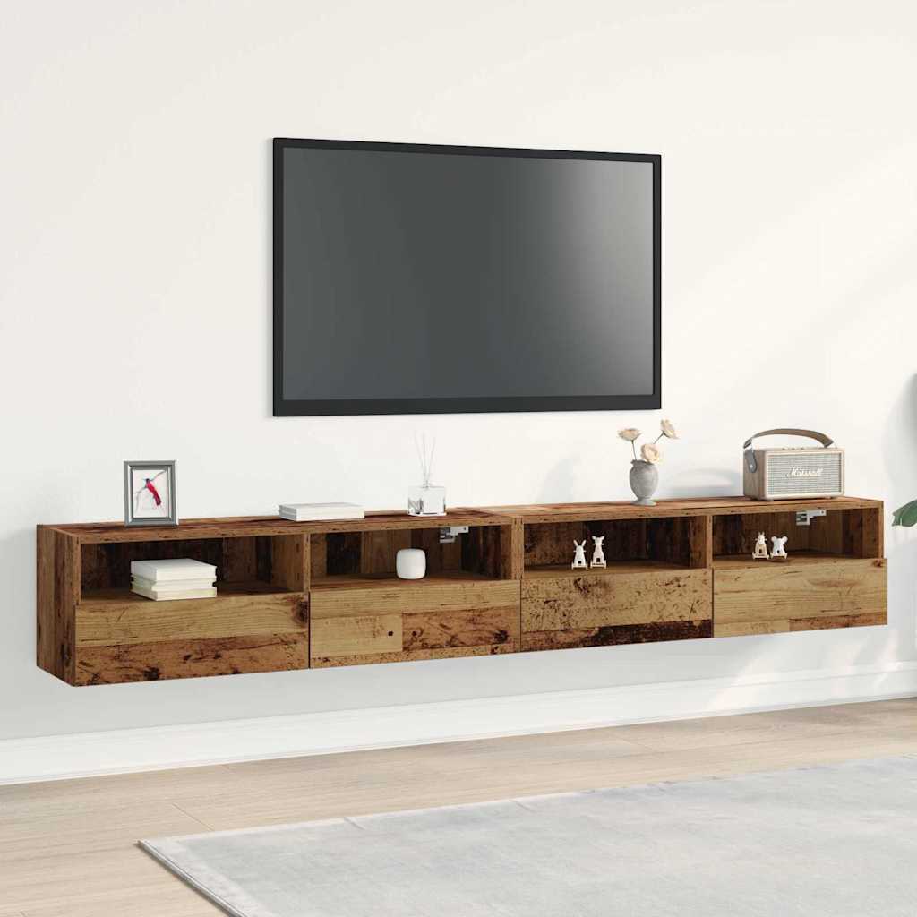 TV vægskab 2 pcs Gammelt træ 100 x 30 x 30 cm Konstrueret træ