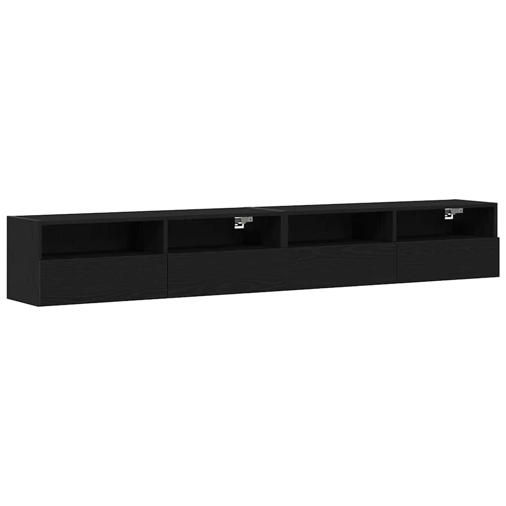 TV vægskab 2 pcs Sort eg 100 x 30 x 30 cm Konstrueret træ