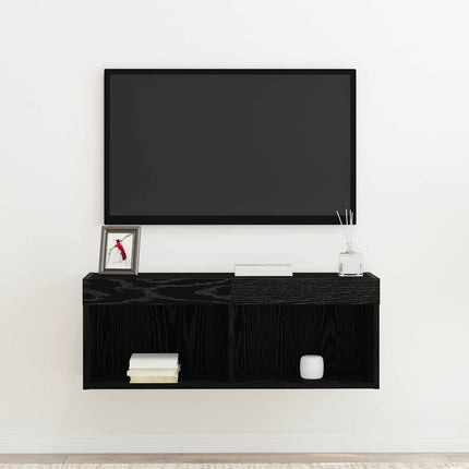 TV-møbelsæt 80 x 30 x 30 cm Sort eg Konstrueret træ