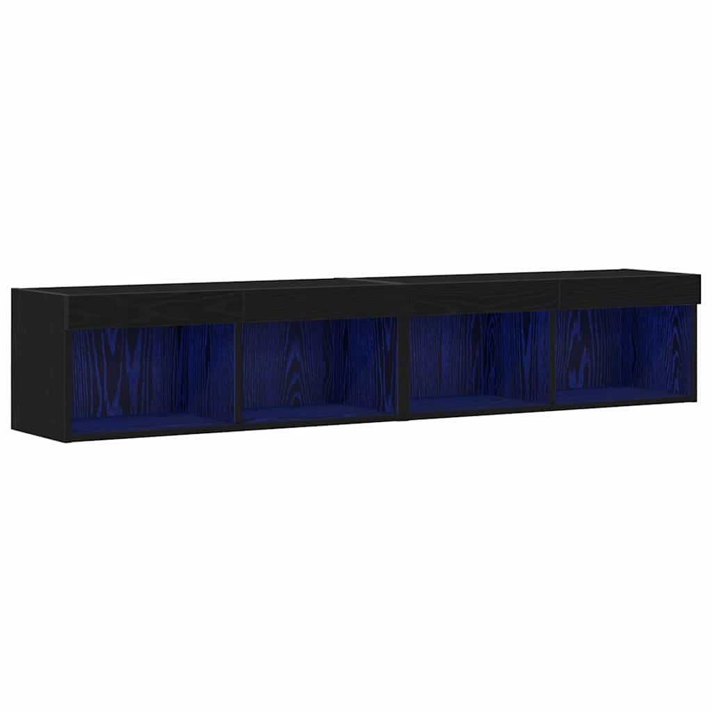 TV-møbelsæt 2 pcs Sort eg 80 x 30 x 30 cm Konstrueret træ