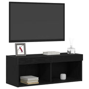 TV-møbelsæt 2 pcs Sort eg 80 x 30 x 30 cm Konstrueret træ