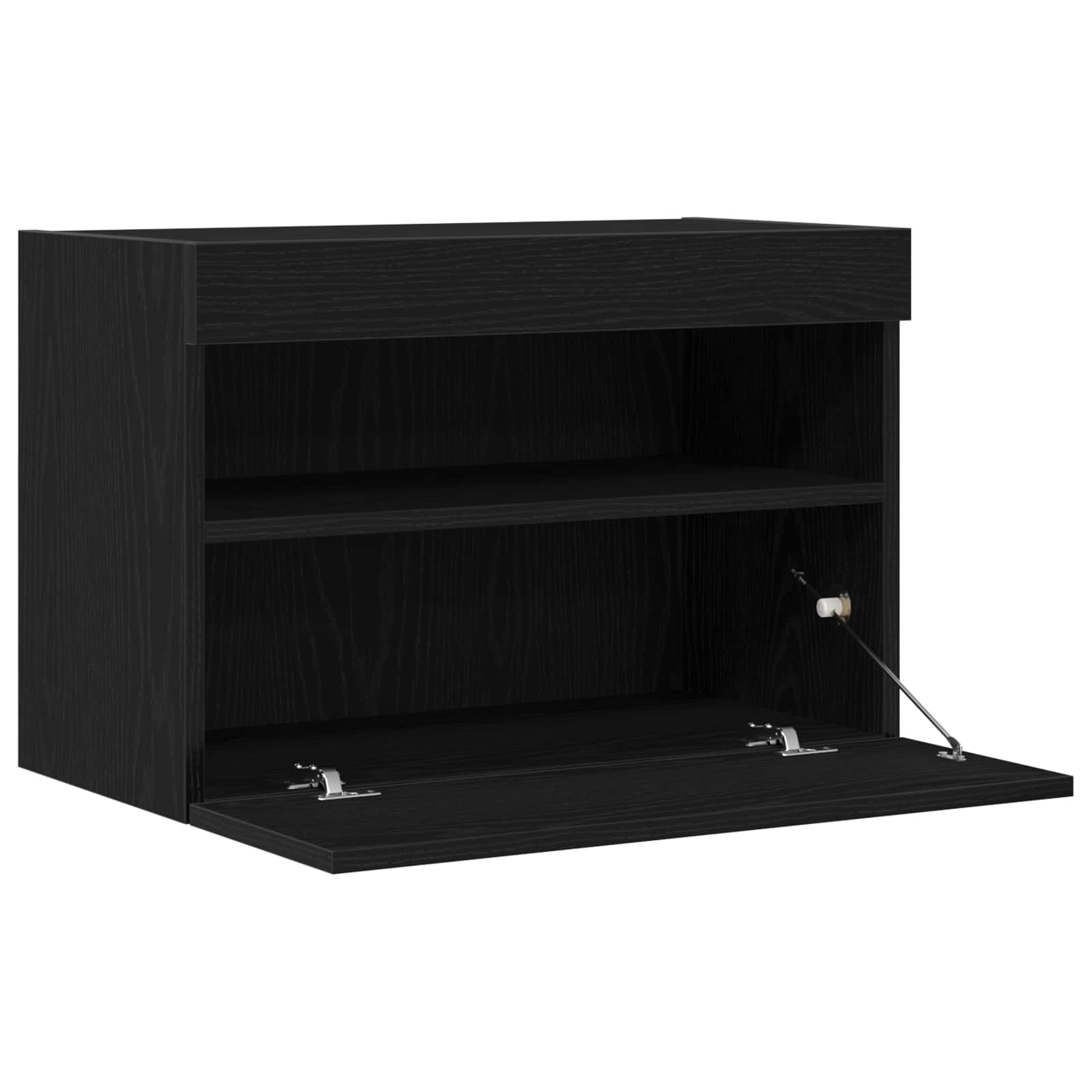 TV vægskab med LED Sort eg 60 x 30 x 40 cm Konstrueret træ