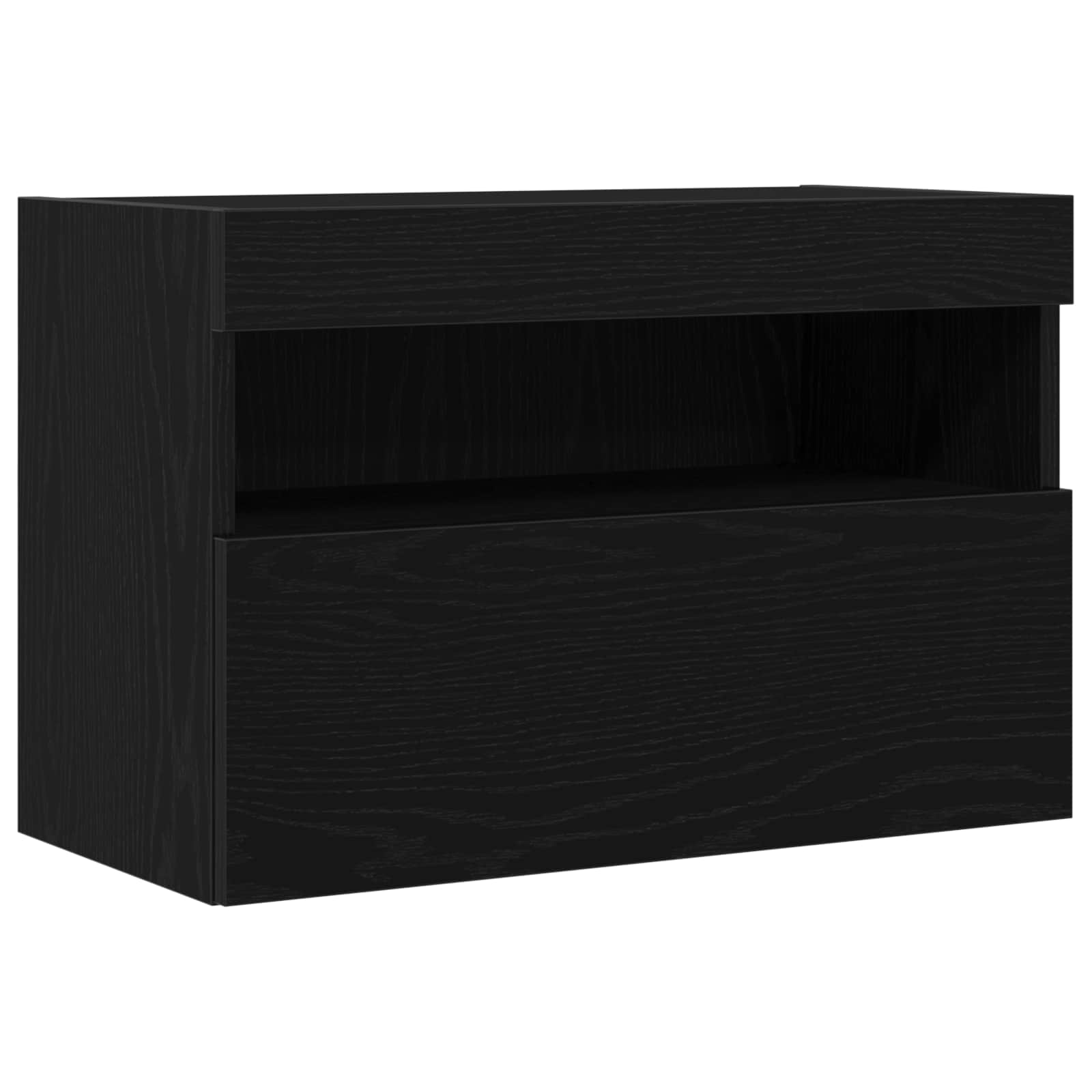 TV vægskab med LED Sort eg 60 x 30 x 40 cm Konstrueret træ