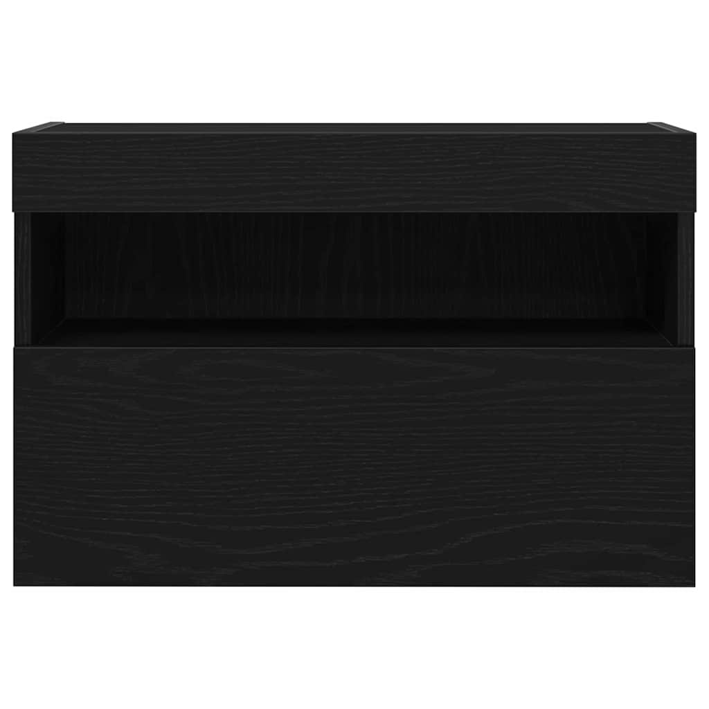 TV vægskab med LED Sort eg 60 x 30 x 40 cm Konstrueret træ