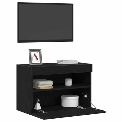 TV vægskab 2 pcs Sort eg 60 x 30 x 40 cm Konstrueret træ