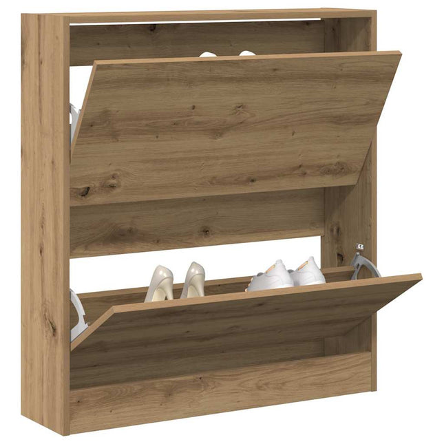 Sko skab med hylde Røget eg 80 x 21 x 87,5 cm Konstrueret træ