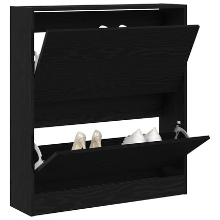 Sko skab 80 x 21 x 87,5 cm Konstrueret træ Sort eg