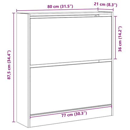 Sko skab 80 x 21 x 87,5 cm Konstrueret træ Sort eg