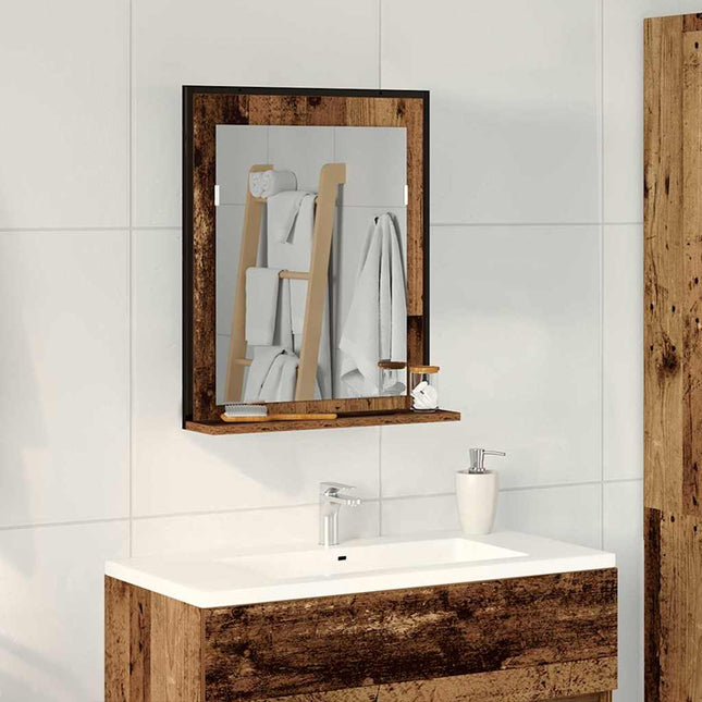 Spejl Gammelt træ 50 x 12 x 60 cm Glas og Ingeniørtræ