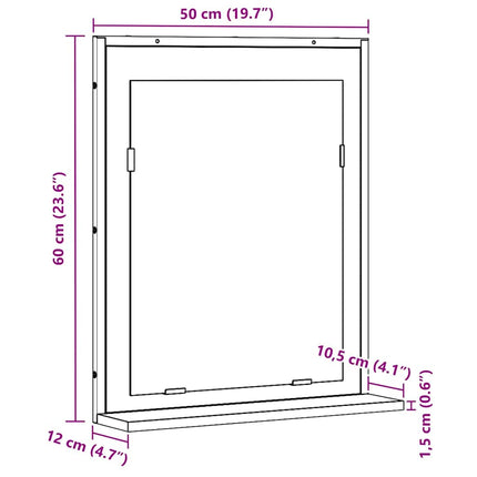 Spejl Gammelt træ 50 x 12 x 60 cm Glas og Ingeniørtræ