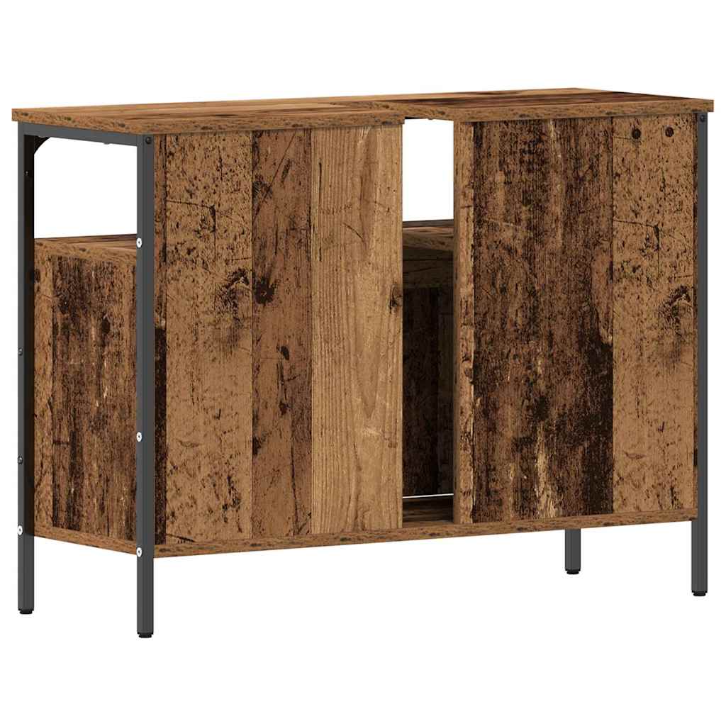 Badeværelsesskabsunder med dør Gammelt træ 80 x 30 x 60 cm
