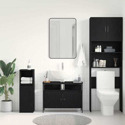 Badeværelsesskabsunder Sort eg 80 x 30 x 60 cm Konstrueret træ