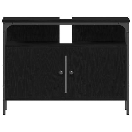 Badeværelsesskabsunder Sort eg 80 x 30 x 60 cm Konstrueret træ