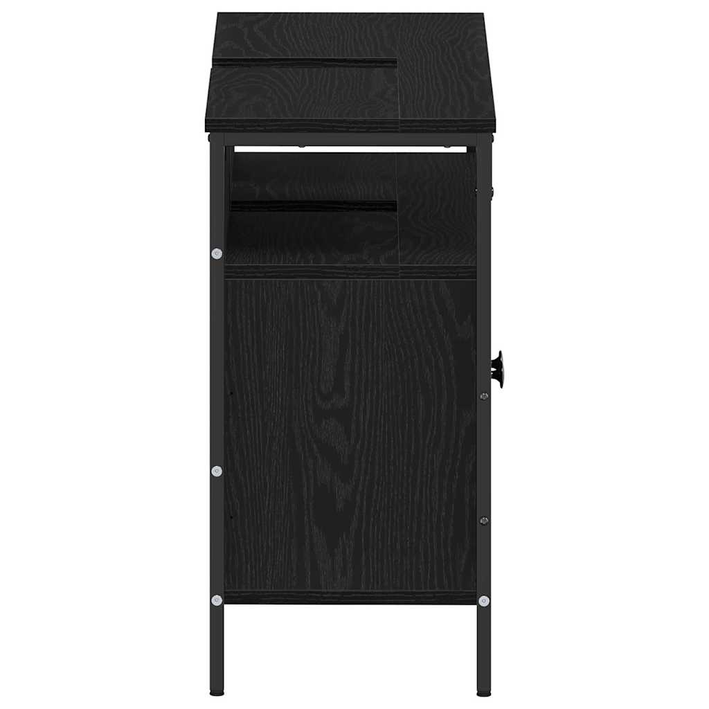 Badeværelsesskabsunder Sort eg 80 x 30 x 60 cm Konstrueret træ