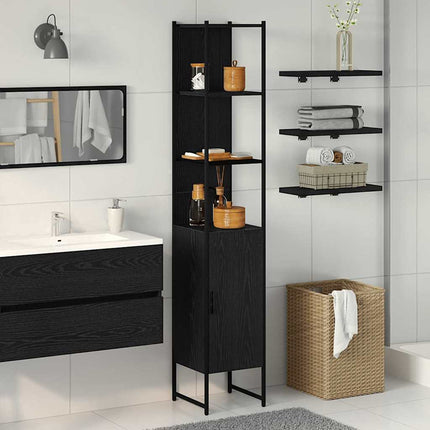 Badeværelsesskab Sort eg 33 x 33 x 185,5 cm Konstrueret træ