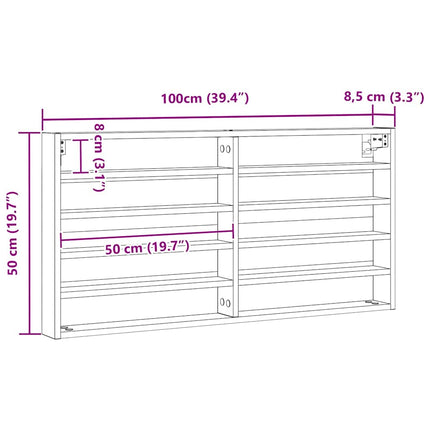 Display Skab Vægmonteret Sort eg 100 x 8,5 x 50 cm