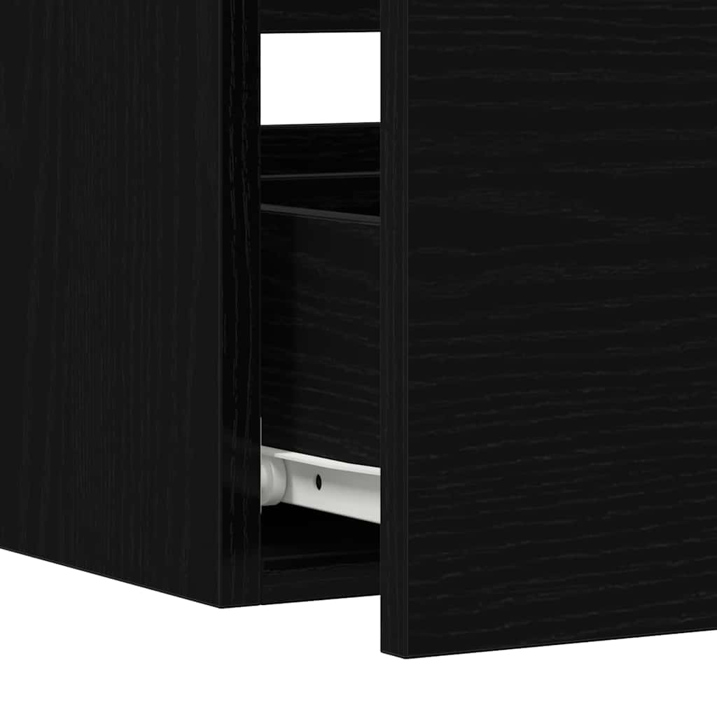 Badeværelsesmøbel sæt med skuffe 2 pcs Sort eg Konstrueret træ