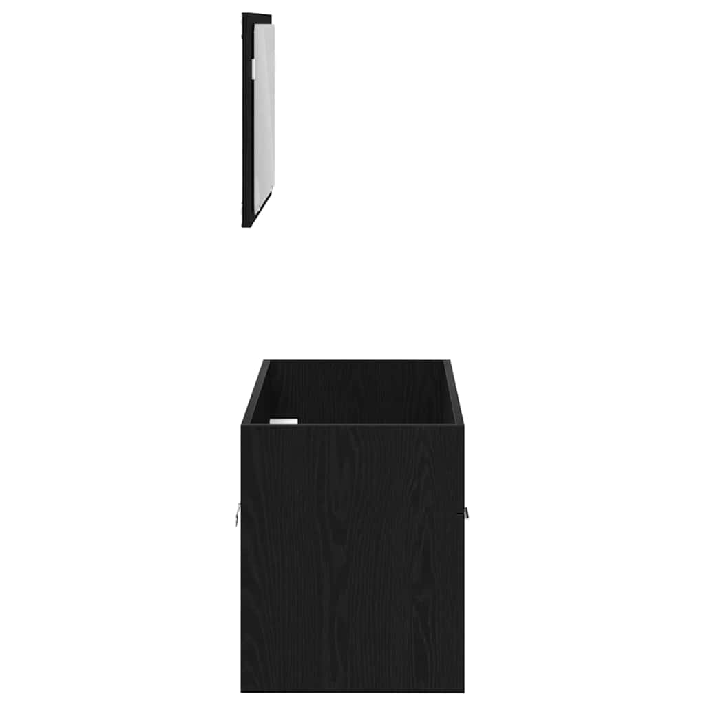 Badeværelsesmøbel sæt Vægmonteret 2 pcs Sort eg Konstrueret træ