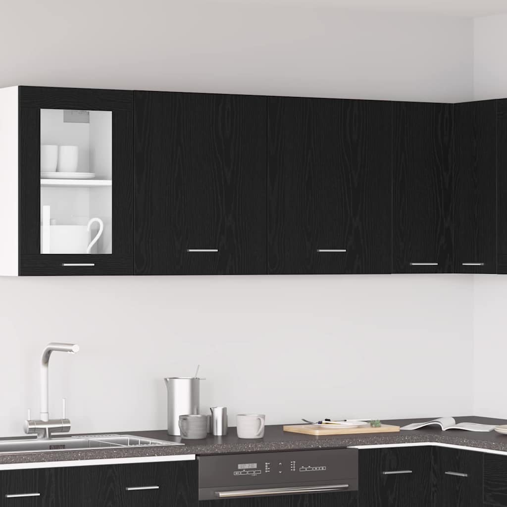 Hængeskab Lyon 2 pcs Sort eg 50 x 31 x 60 cm Konstrueret træ