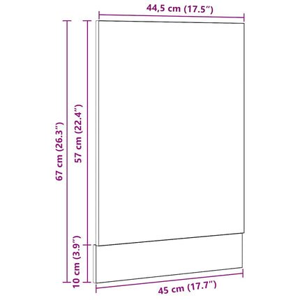 opvaskemaskinepanel "Lyon" sort eg 45x1,5x67 cm konstrueret træ