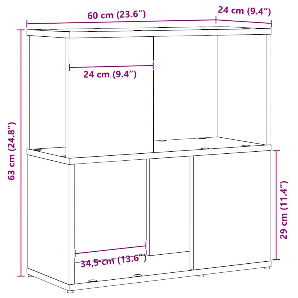 TV-møbelsæt Vægmonteret Sort 60 x 24 x 63 cm Konstrueret træ