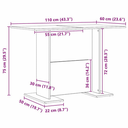 Spisebord 110 x 60 x 75 cm Konstrueret træ Gammelt træ