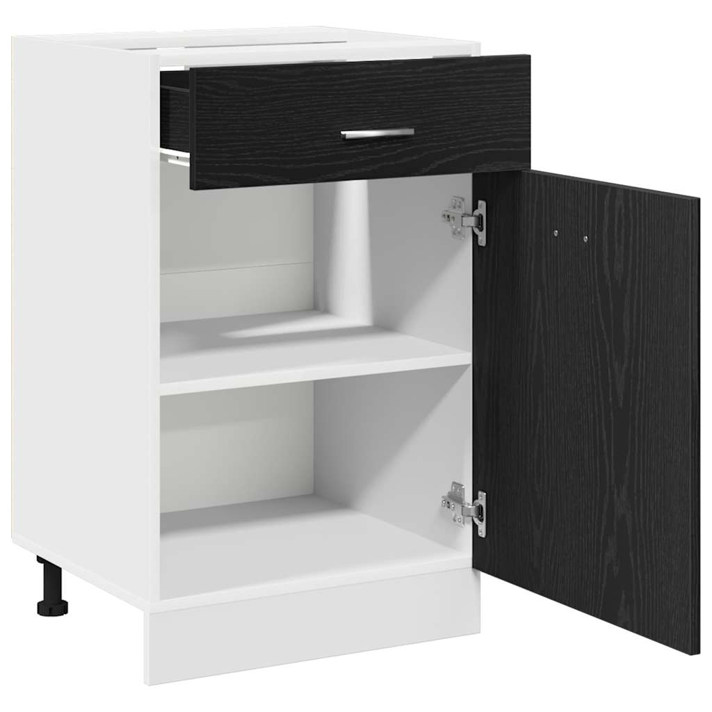 Hængeskab med skuffe Sort eg 50 x 46 x 81,5 cm Konstrueret træ