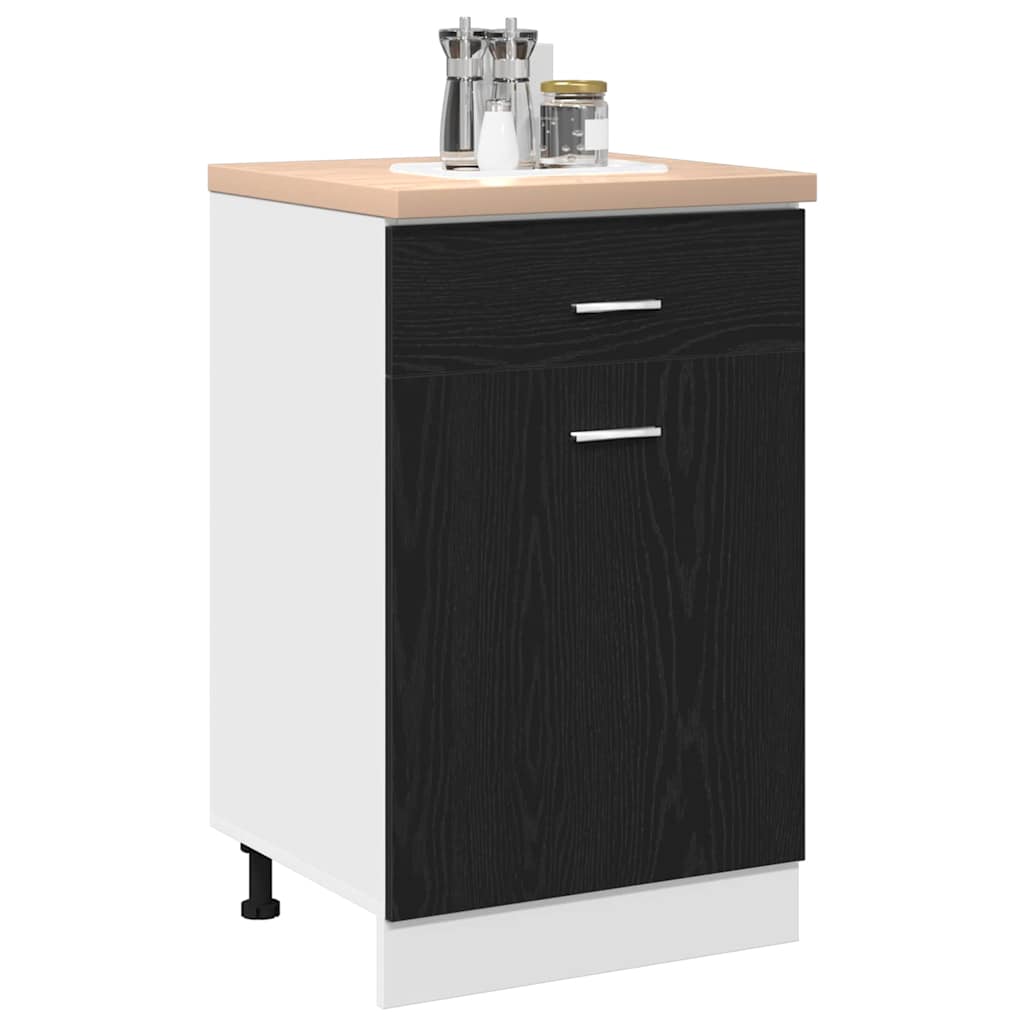 Hængeskab med skuffe Sort eg 50 x 46 x 81,5 cm Konstrueret træ
