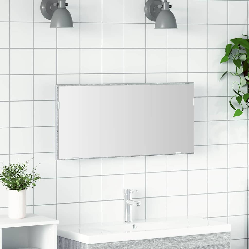 Spejl Vægmonteret Høj grå sonoma 80 x 37 cm Glas og Ingeniørtræ
