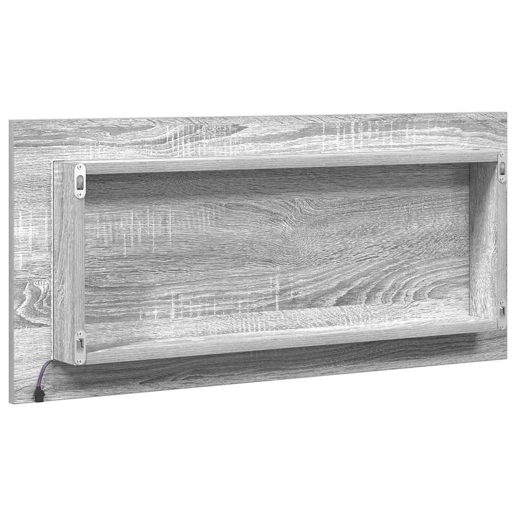Spejl Vægmonteret Høj grå sonoma 80 x 37 cm Glas og Ingeniørtræ