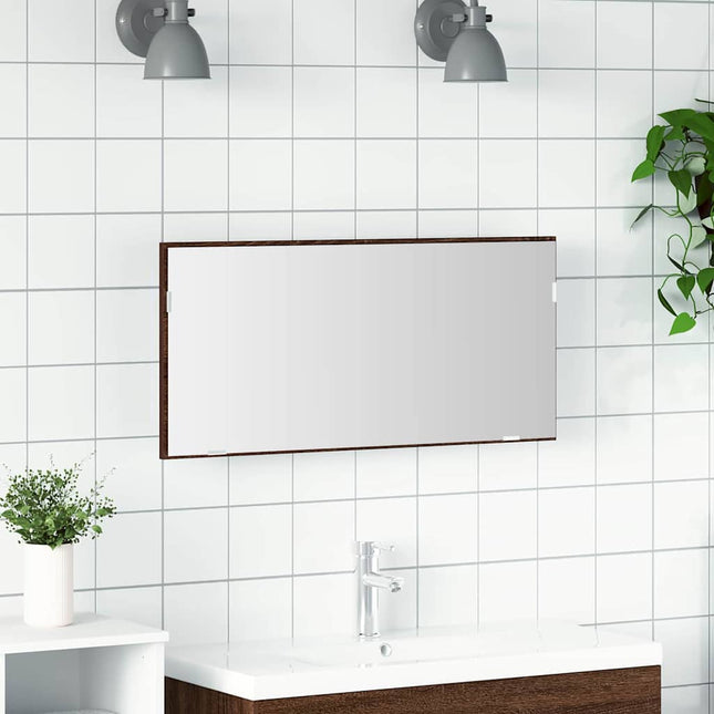 Spejl Vægmonteret Brun eg 80 x 37 cm Glas og Ingeniørtræ