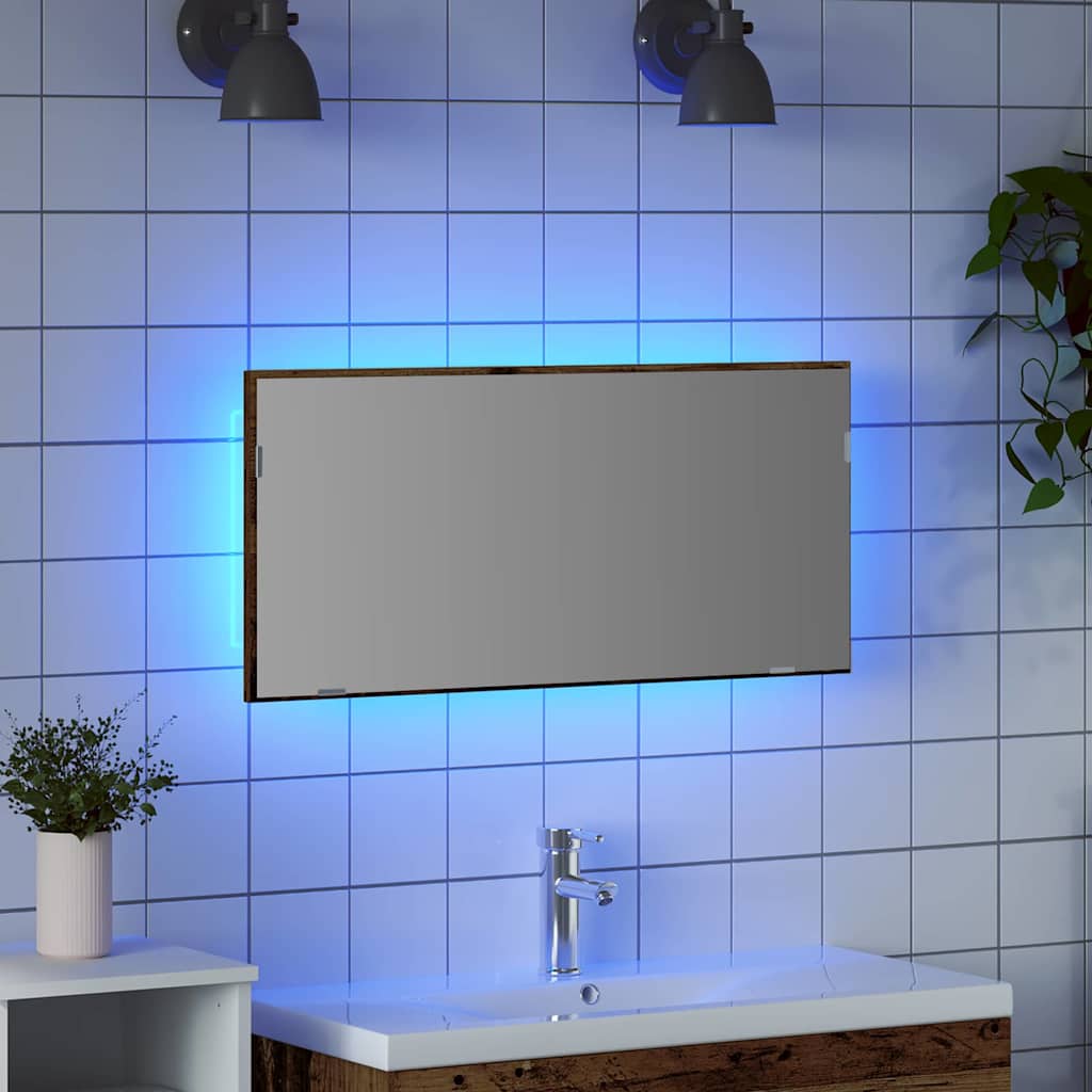Spejl Vægmonteret Gammelt træ 80 x 37 cm Glas og Ingeniørtræ