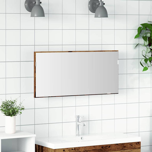 Spejl Vægmonteret Gammelt træ 80 x 37 cm Glas og Ingeniørtræ