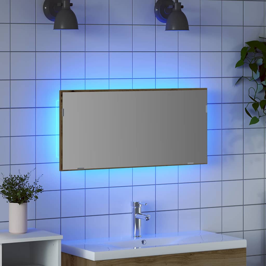 Spejl Vægmonteret artisan eg 80 x 37 cm Glas og Ingeniørtræ