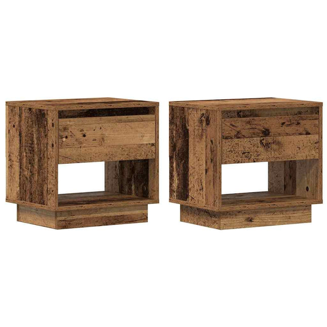 Natbord 2 stk. Gammelt træ 45 x 34 x 44 cm Konstrueret træ