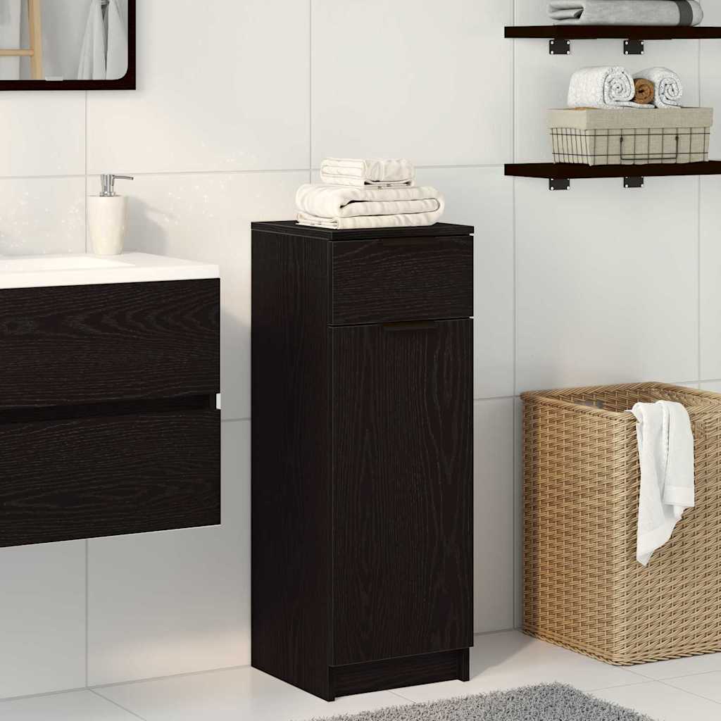 vidaXL Badeværelsesskab Sort eg 32 x 34 x 90 cm Konstrueret træ