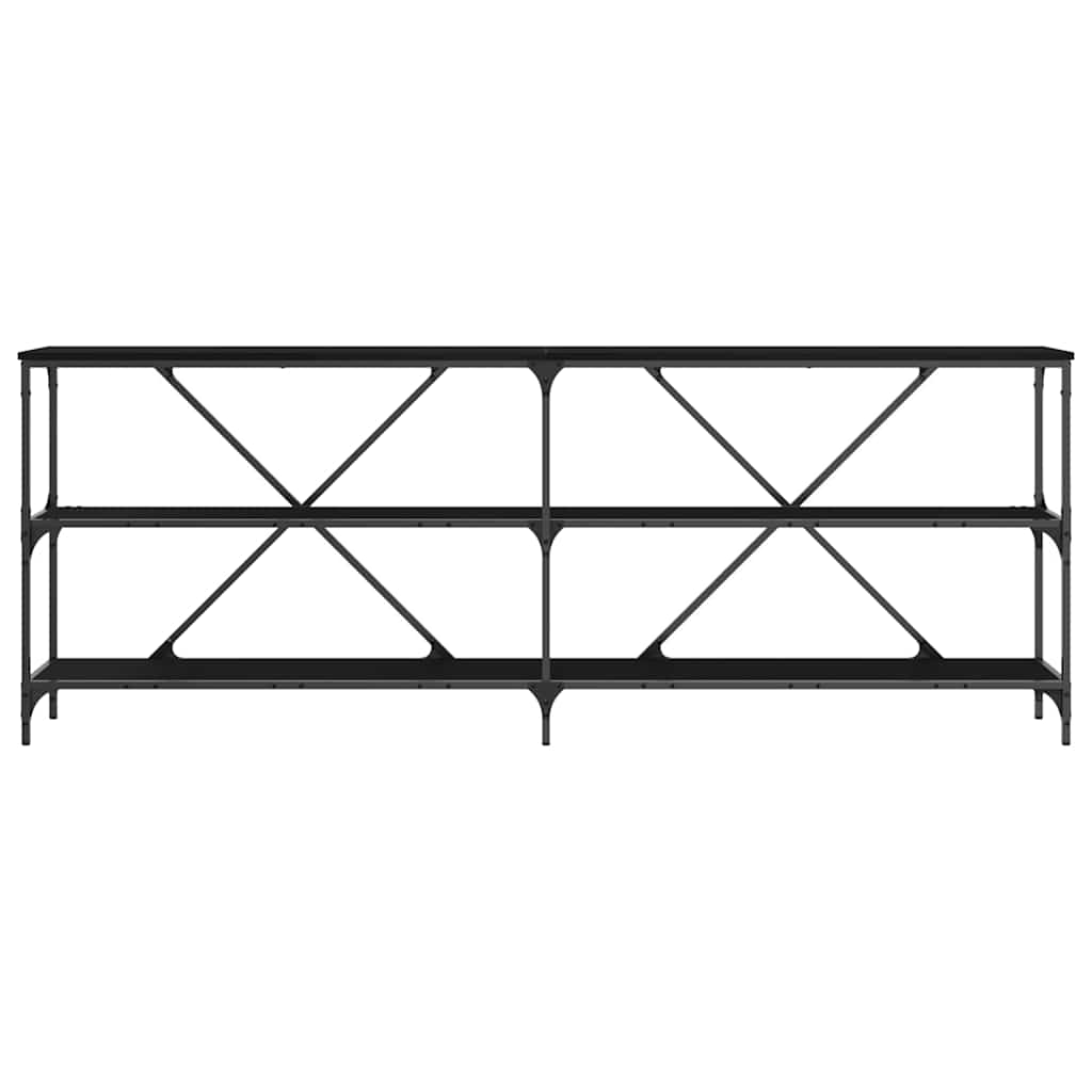 Konsolbord med hylde Sort eg 200 x 30 x 75 cm Konstrueret træ