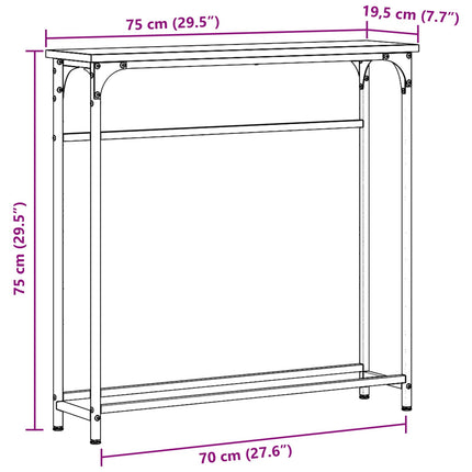 Konsolbord Artisan Egetræ 75 x 19,5 x 75 cm Konstrueret træ