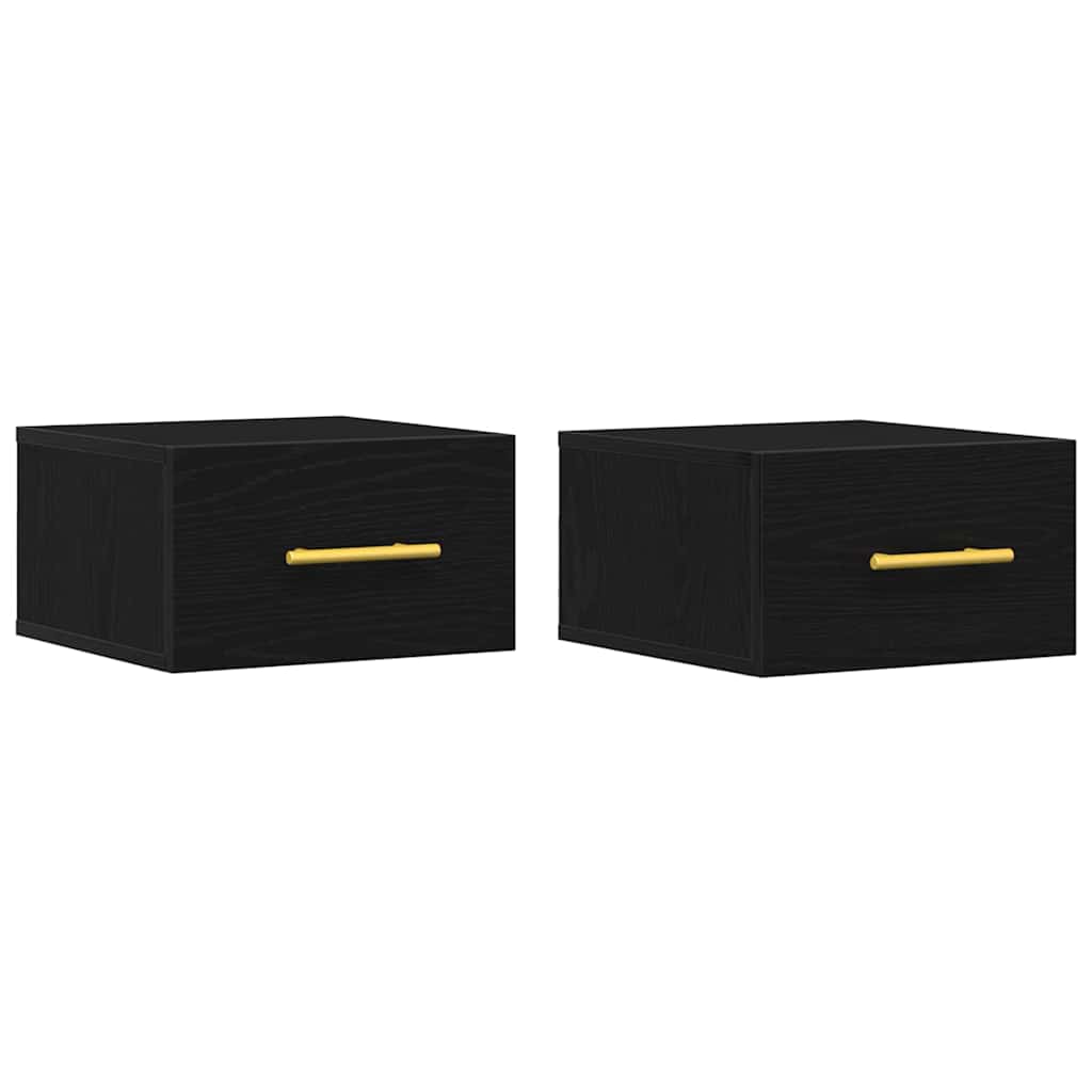 Natskab 2 pcs Sort eg 35 x 35 x 20 cm Konstrueret træ