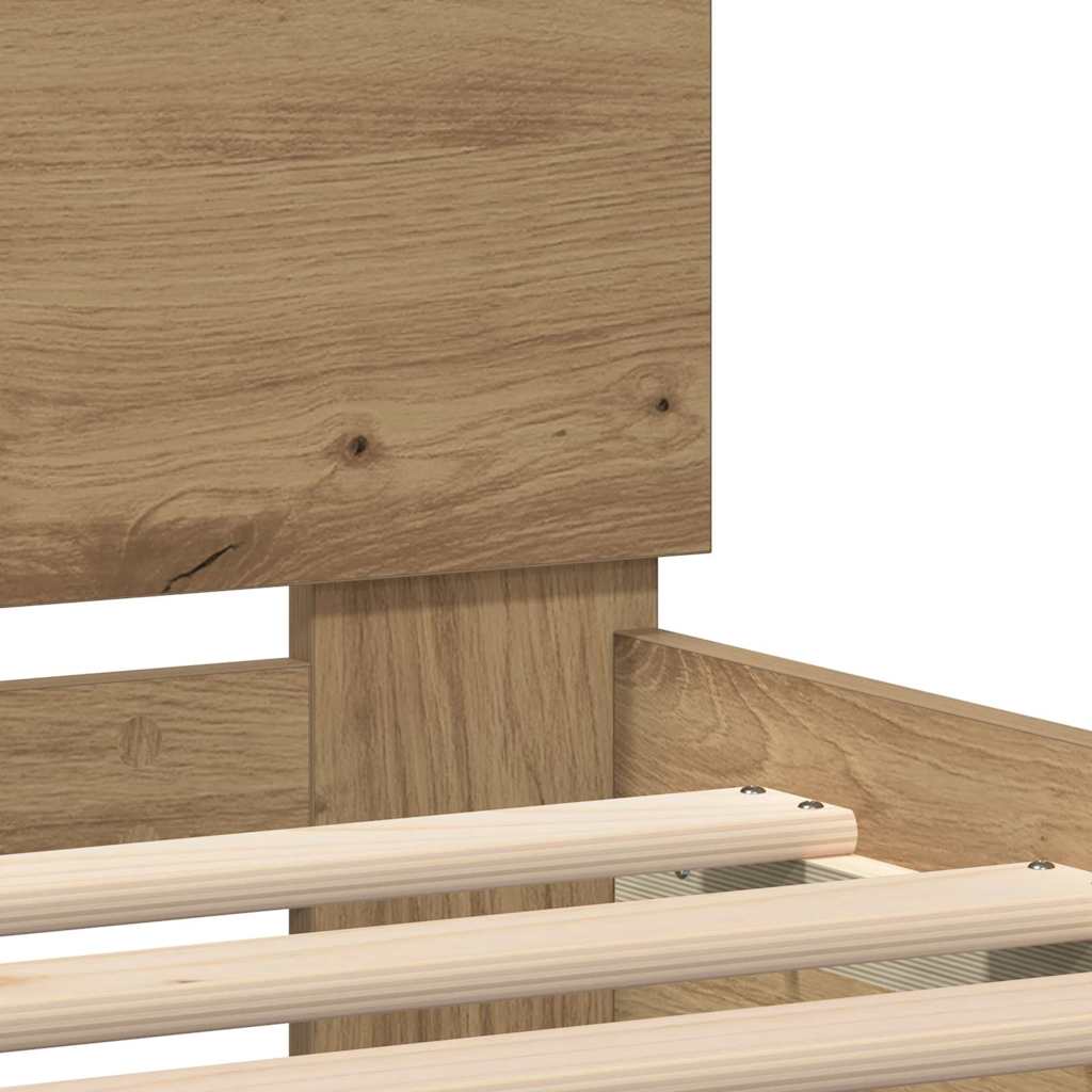 Sengestel med LED Artisan Egetræ 90 x 200 cm Konstrueret træ