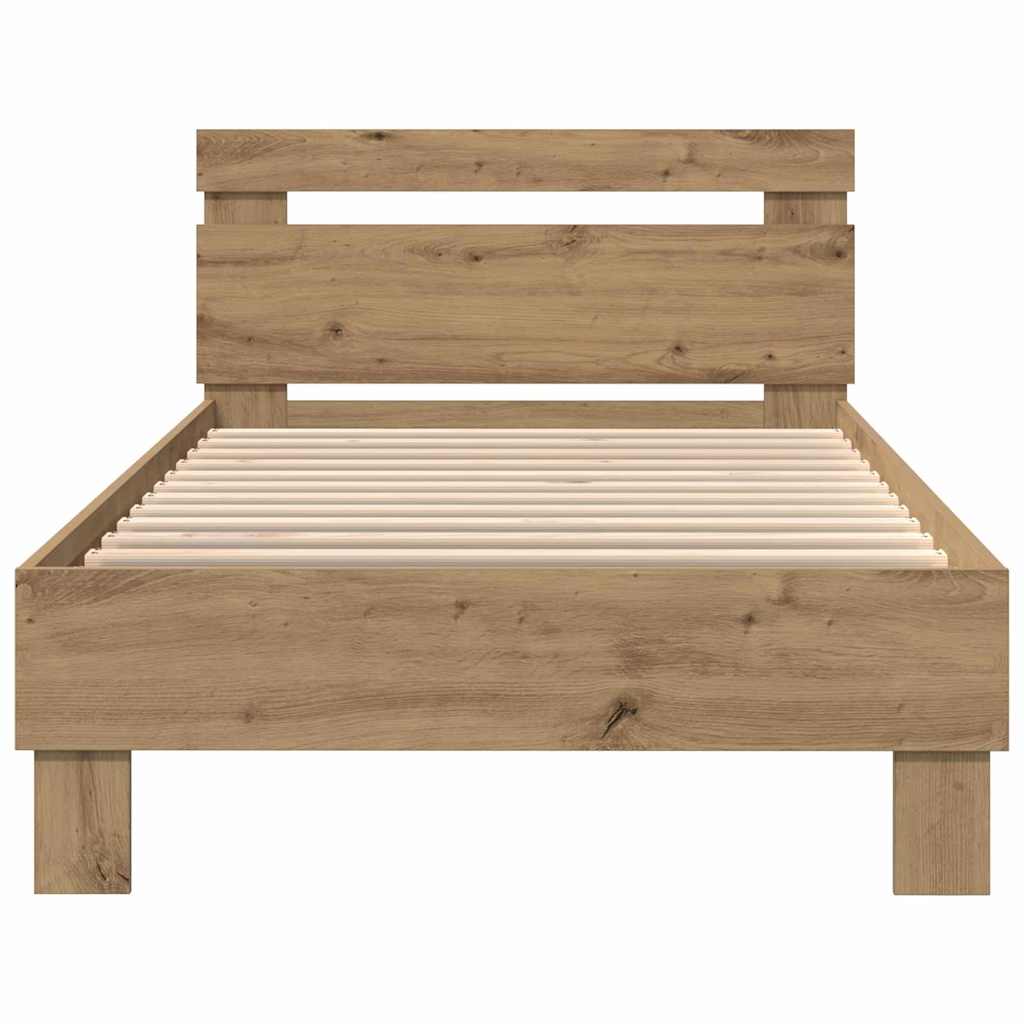 Sengestel med LED Artisan Egetræ 90 x 200 cm Konstrueret træ