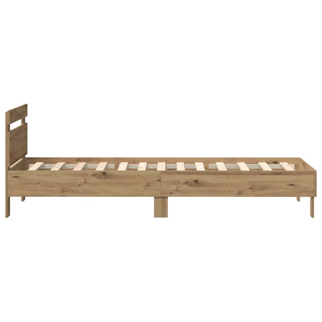 Sengestel med LED Artisan Egetræ 90 x 200 cm Konstrueret træ