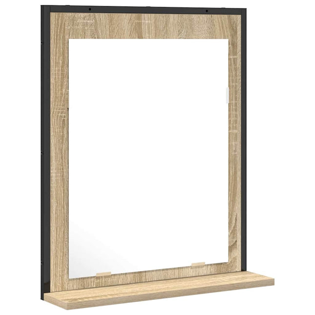 Badeværelsesspejl Sort 50 x 12 x 60 cm Glas og Ingeniørtræ