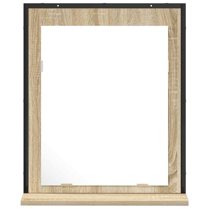 Badeværelsesspejl Sort 50 x 12 x 60 cm Glas og Ingeniørtræ