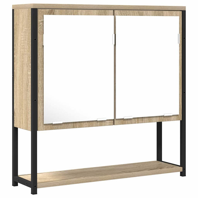 Badeværelsesspejl Beige 60 x 16 x 60 cm Glas og Ingeniørtræ