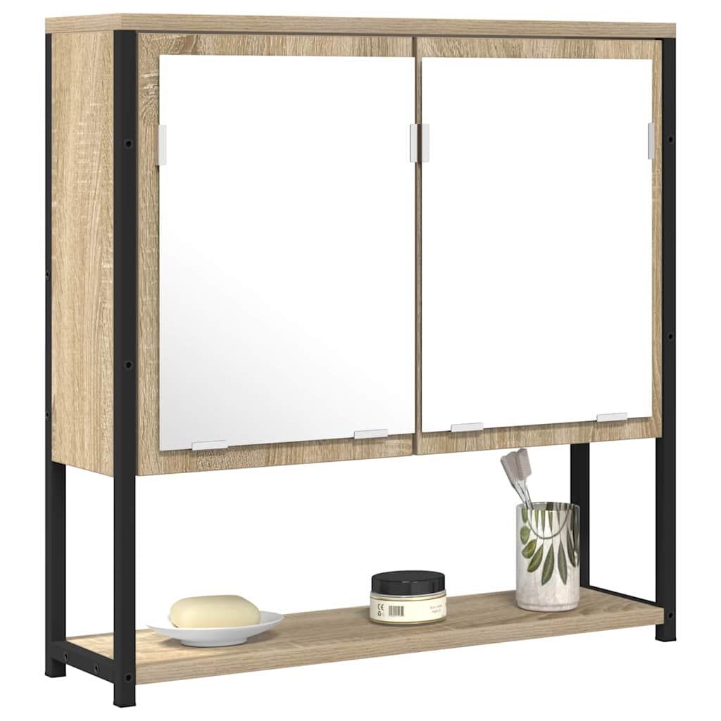Badeværelsesspejl Beige 60 x 16 x 60 cm Glas og Ingeniørtræ