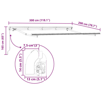 Utrækkelig Markise Blå 300 x 200 cm Stof
